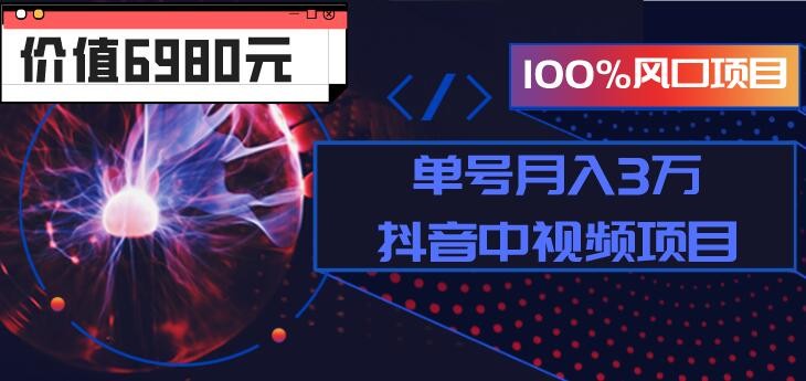 100%风口项目：抖音单号操作月入3万项目【价值7000课程】